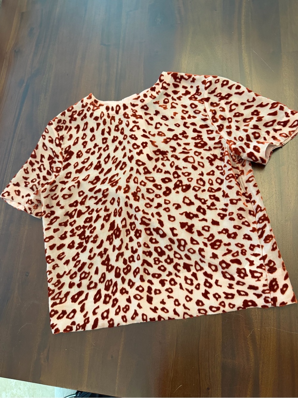 Rag & Bone GIA Animal-Print Velvet Burnout Tee in pink and red (T3) - Picture 5 of 8